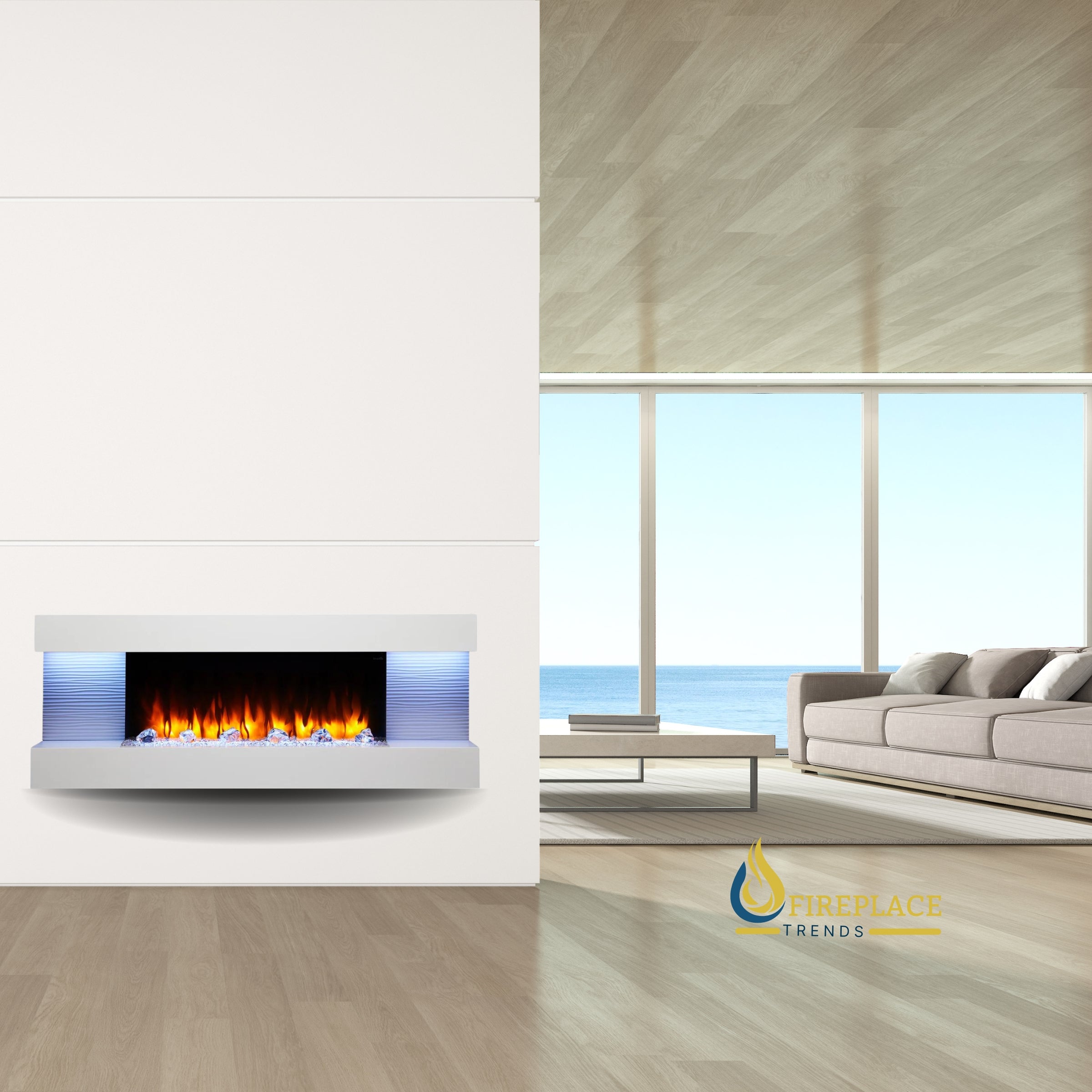 Experience luxury living with the SimpliFire Format 36" Electric Wall Mount Fireplace. This sleek design, available at Fireplace Trends