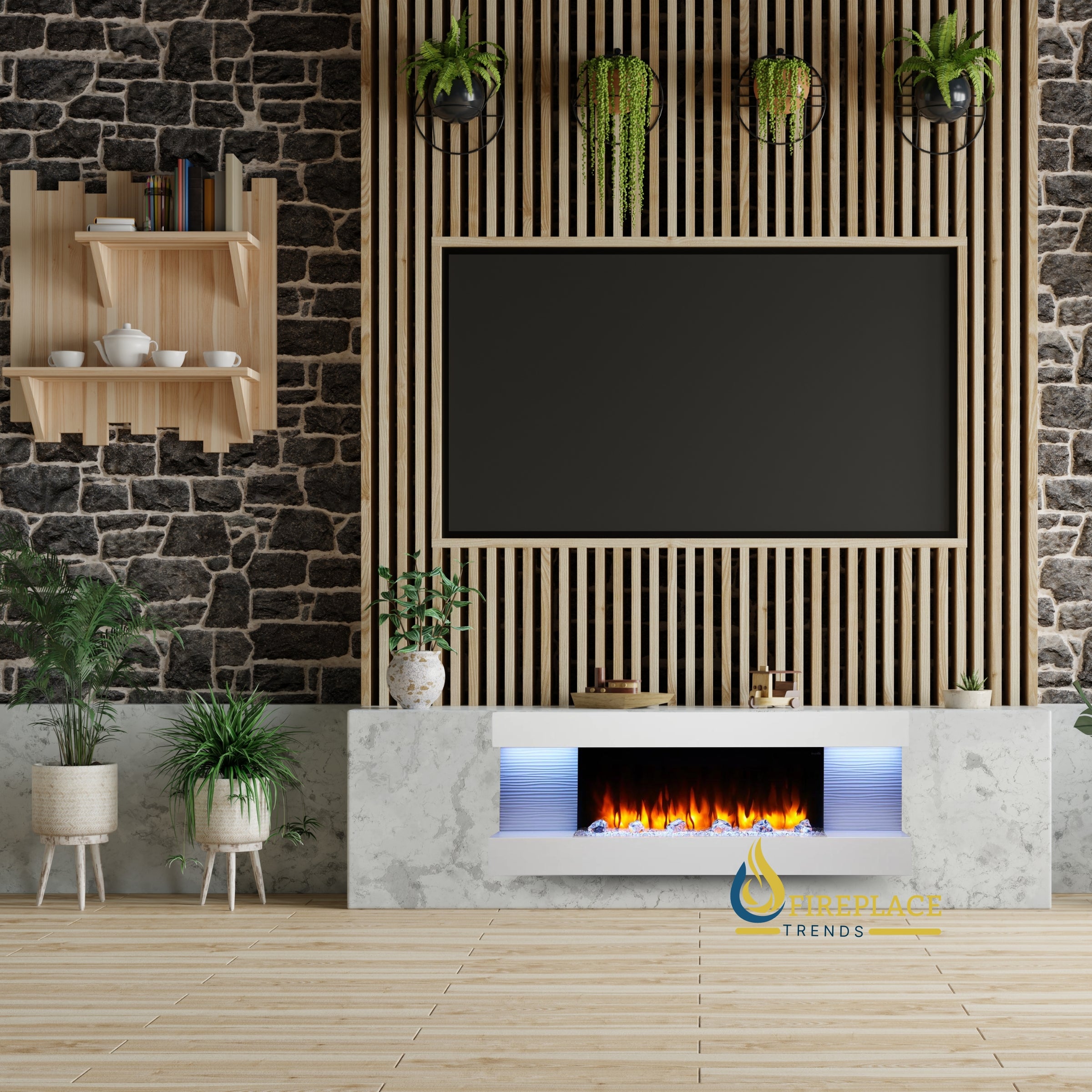 Experience luxury living with the SimpliFire Format 36" Electric Wall Mount Fireplace. This sleek design, available at Fireplace Trends