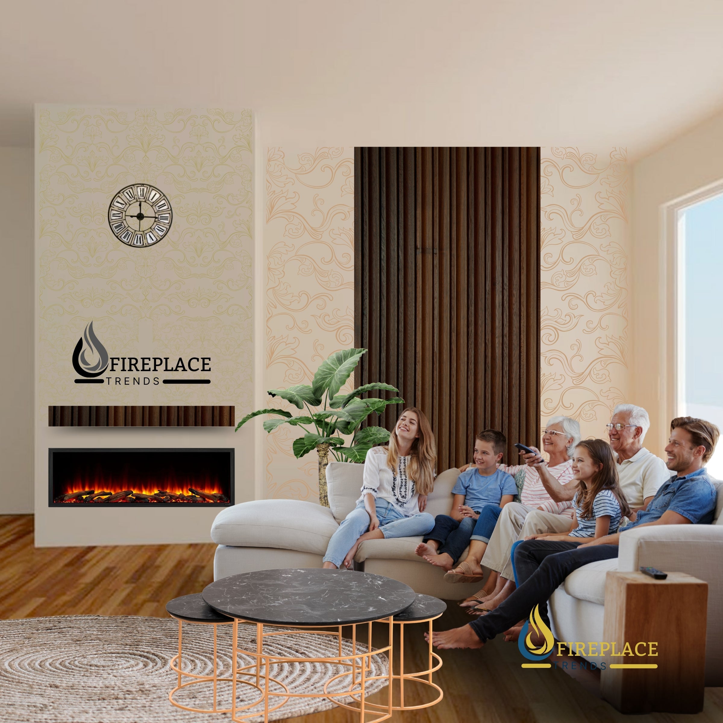 Simplifire 78" Scion Clean Face Linear Electric Fireplace - SF-SC78-BK