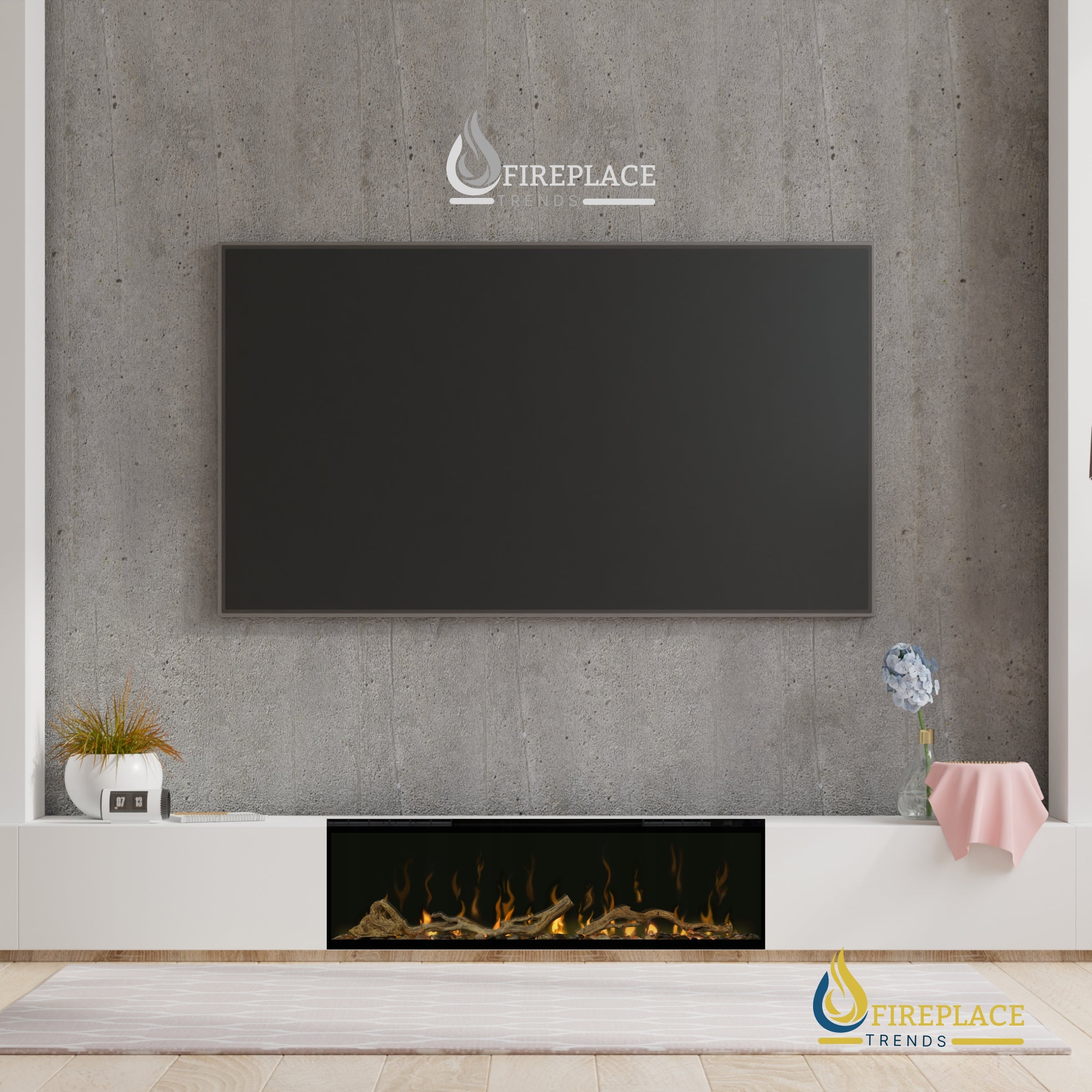 Dimplex - Ignite Evolve 50" - 100" Built-in Linear Electric Fireplace (Includes  frosted tumbled glass and lifelike driftwood)