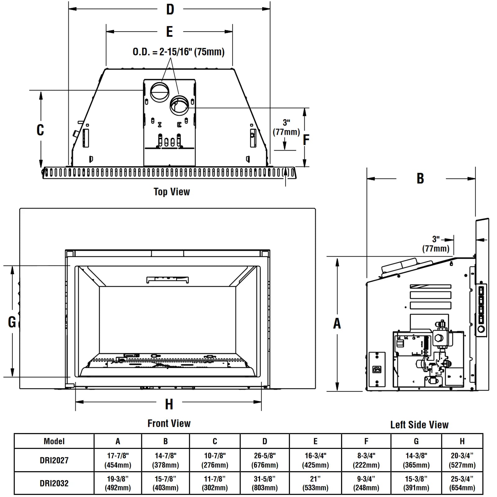 Superior - 27" - Medium Direct Vent Gas Insert - DRI2027TEN