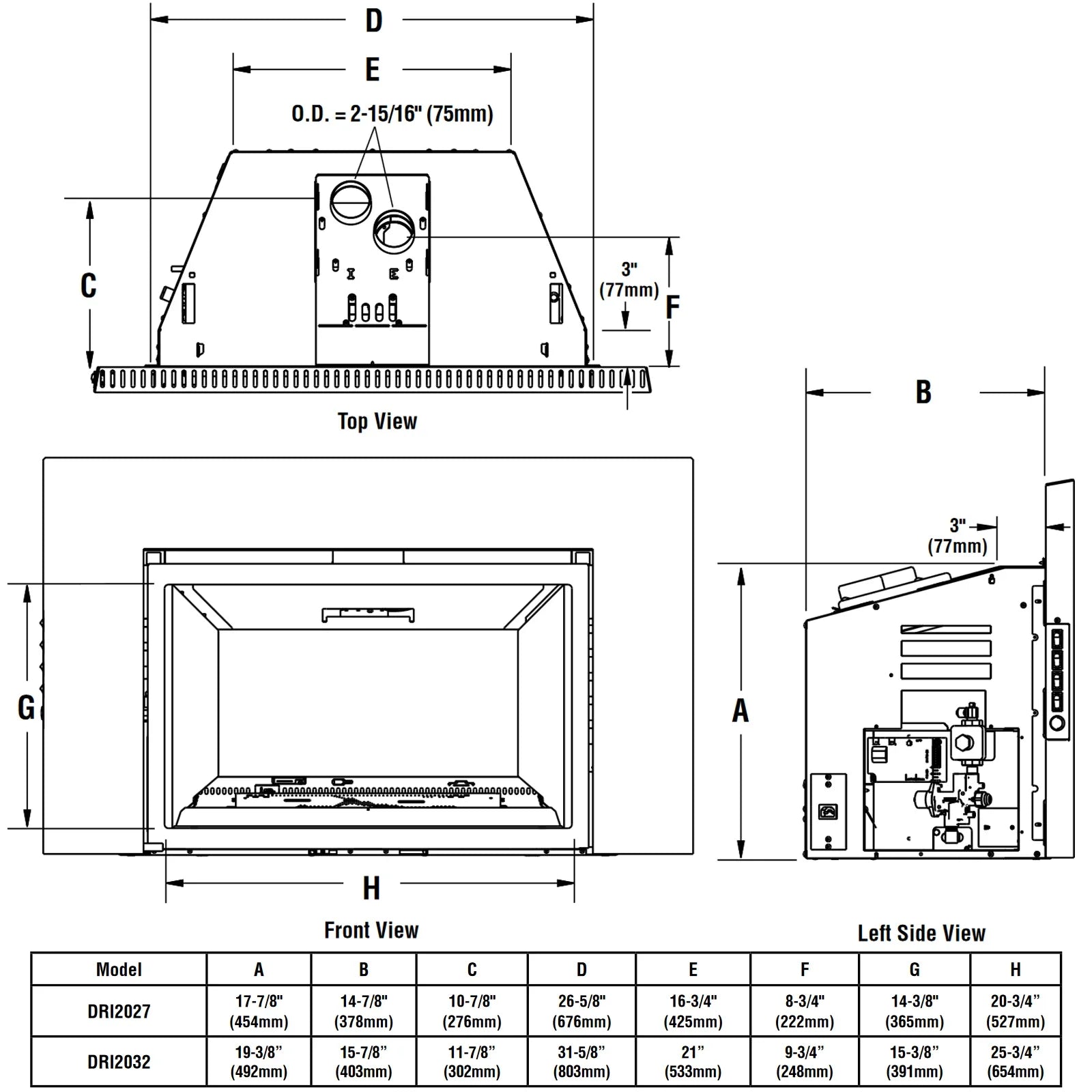 Superior - 32" - Medium Direct Vent Gas Insert - DRI2032TEN