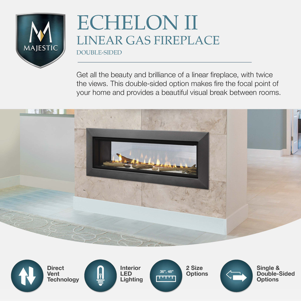 Majestic ECHEL36STIN-C Echelon II 36-Inch See-Through Direct Vent Gas Fireplace