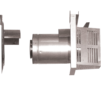 Majestic - Horizontal termination cap with short flue, attached slip and wall shield with heat shield, 3-1/8" - 4-5/8" (79-117mm)-DVP-TRAP1