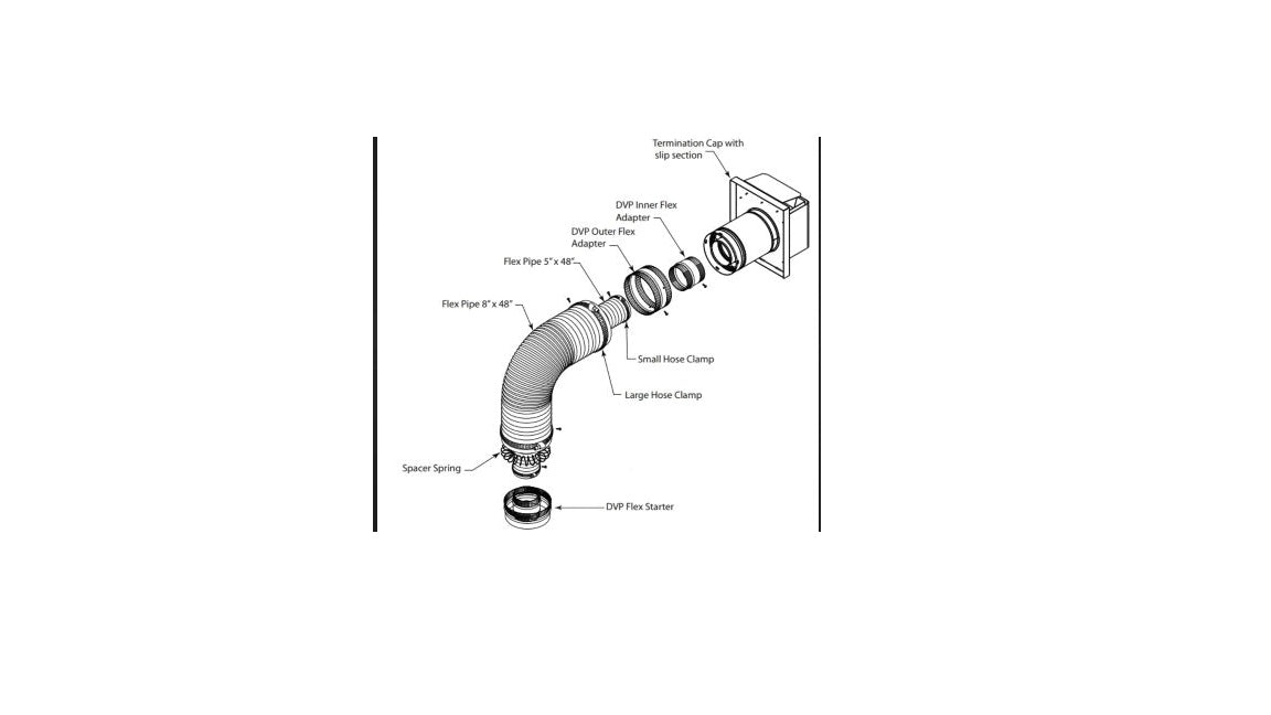 Majestic - Horizontal Vent Termination Kit includes adj Termination Cap, 1" firestop, 42" Flex and adapters-SLP-HSFTK