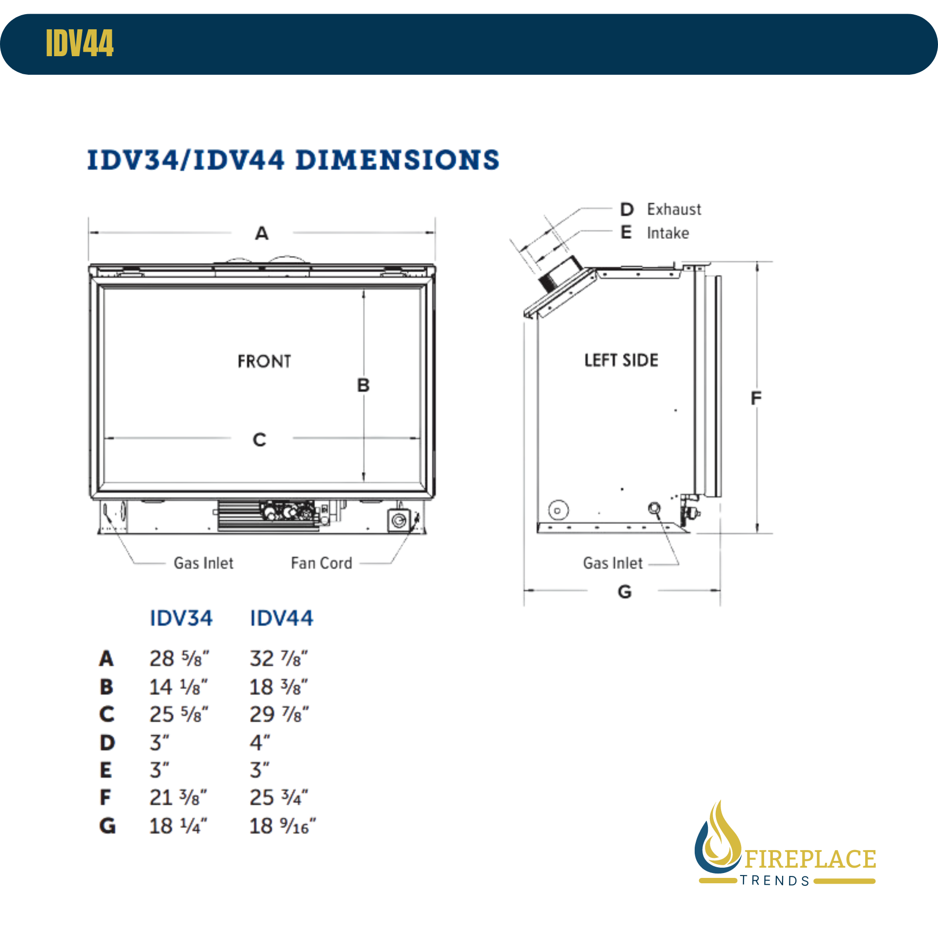 Kingsman - IDV44 - Direct Vent Fireplace Insert - 44"