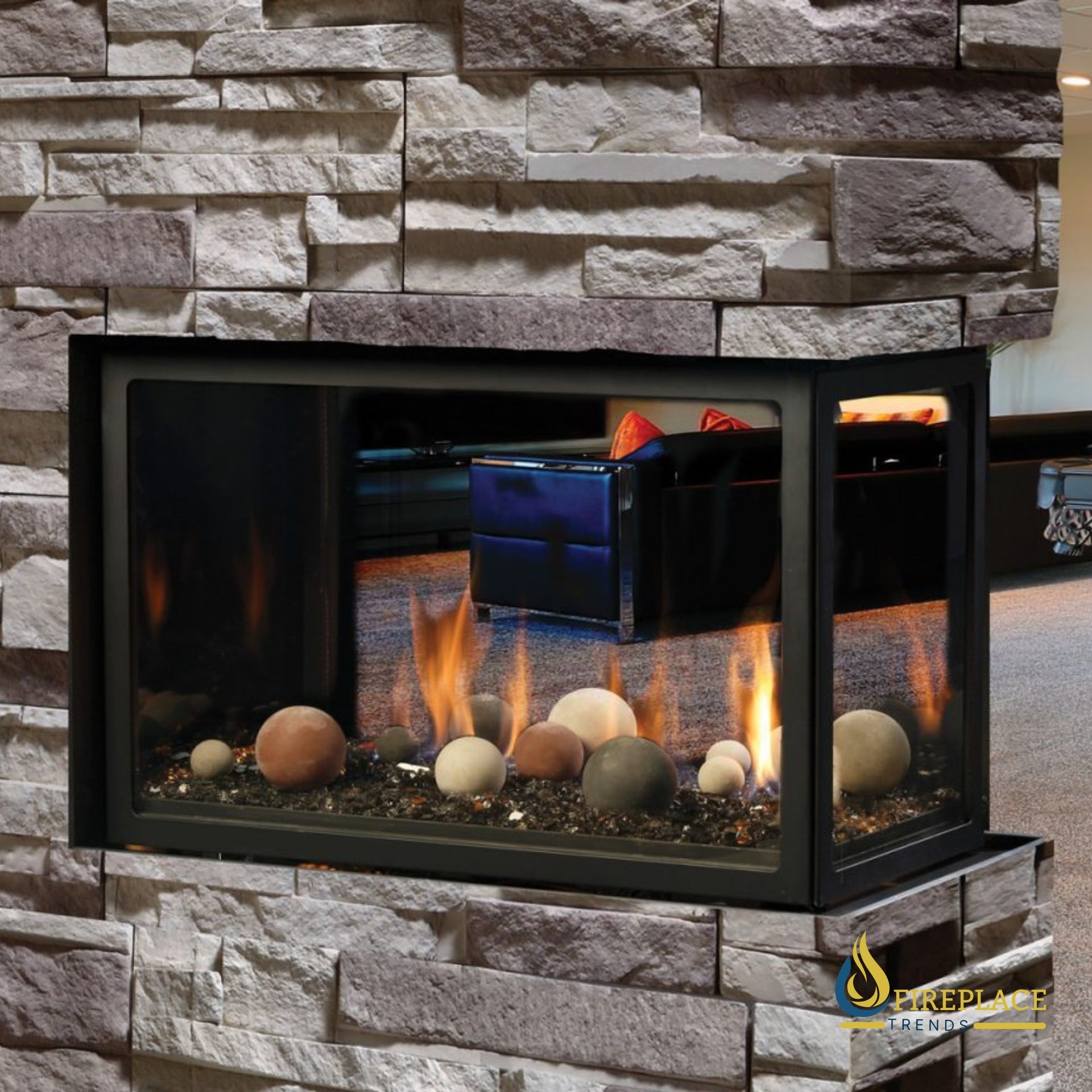 Kingsman - 43" Clean View Direct Vent Peninsula Gas Fireplace with Media - MCVP42