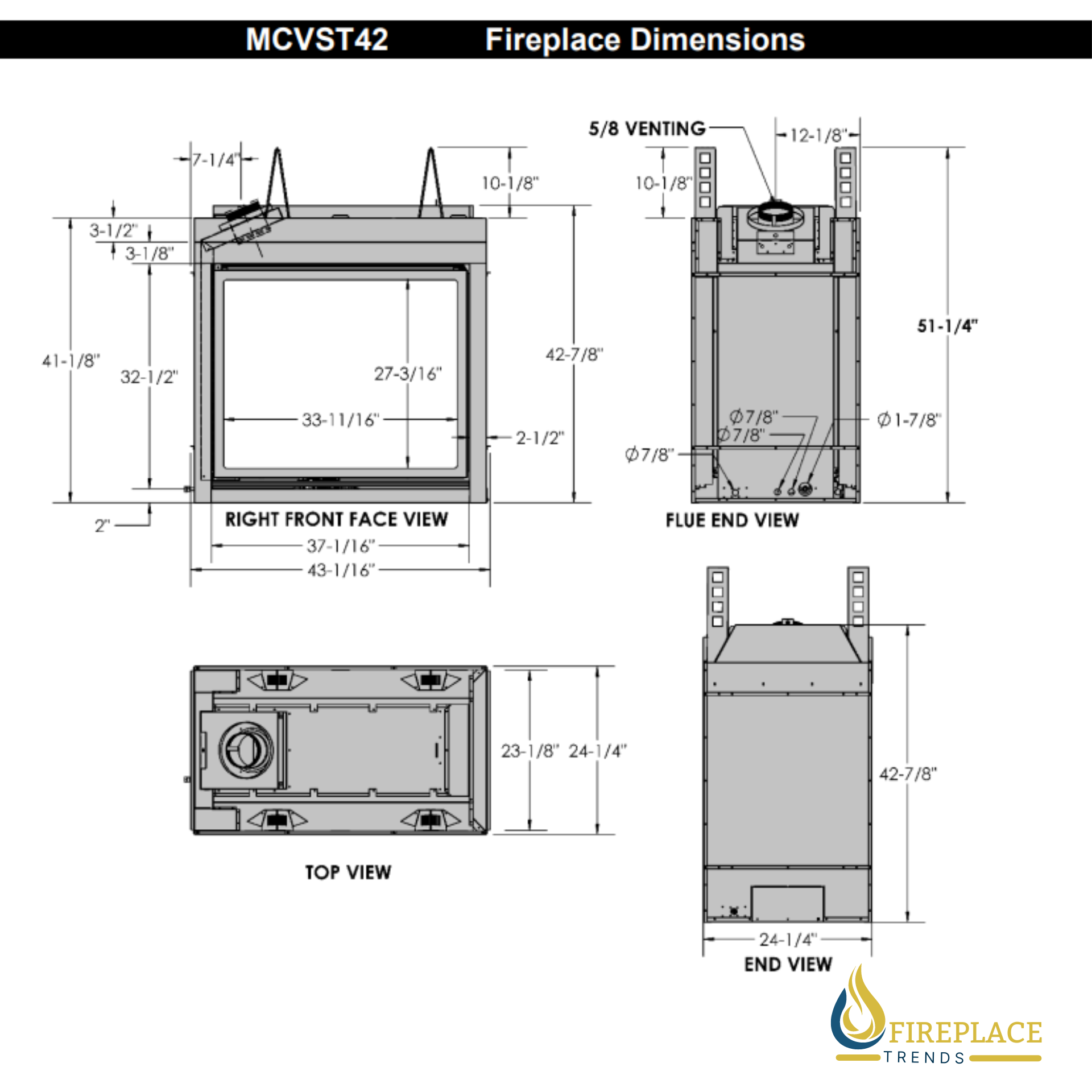 Kingsman - 43" Clean View Direct Vent See-Through Gas Fireplace with Media -  MCVST42