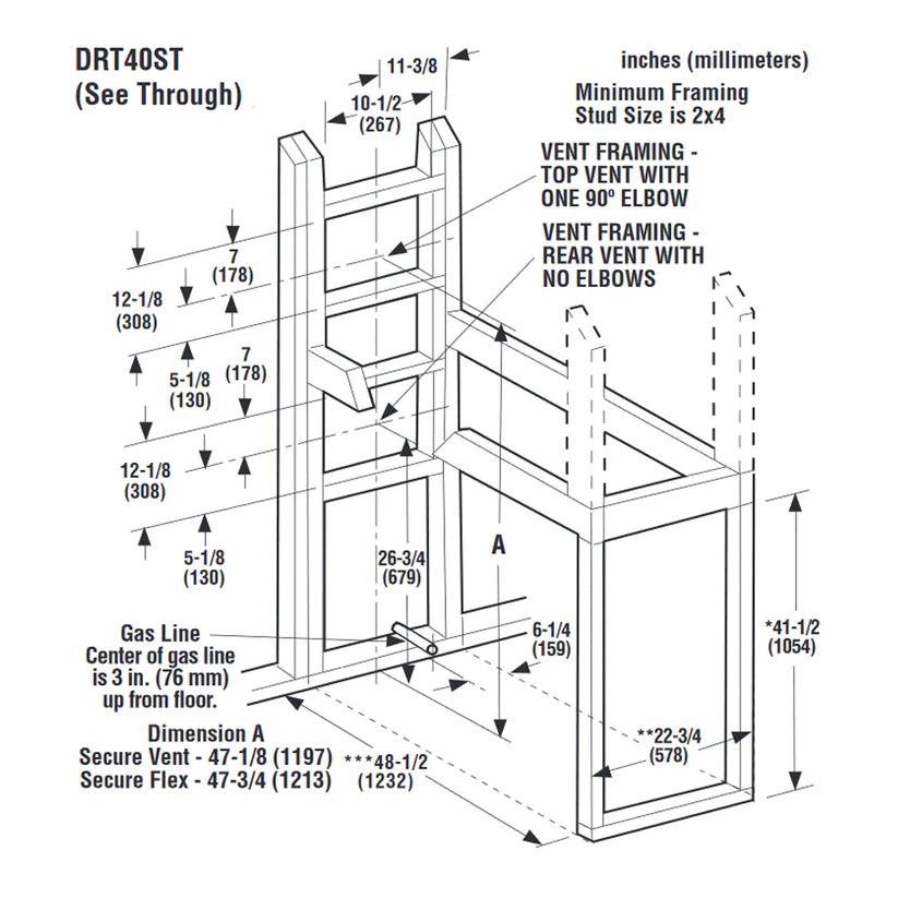 Superior -  40" - Traditional Direct Vent See-Through Gas Fireplace - DRT40ST