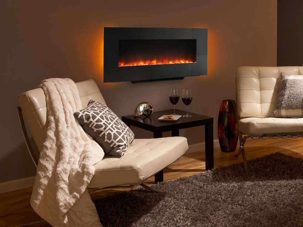 SimpliFire - Wall-Mount Electric Fireplace - 58" - SF-WM58-BK