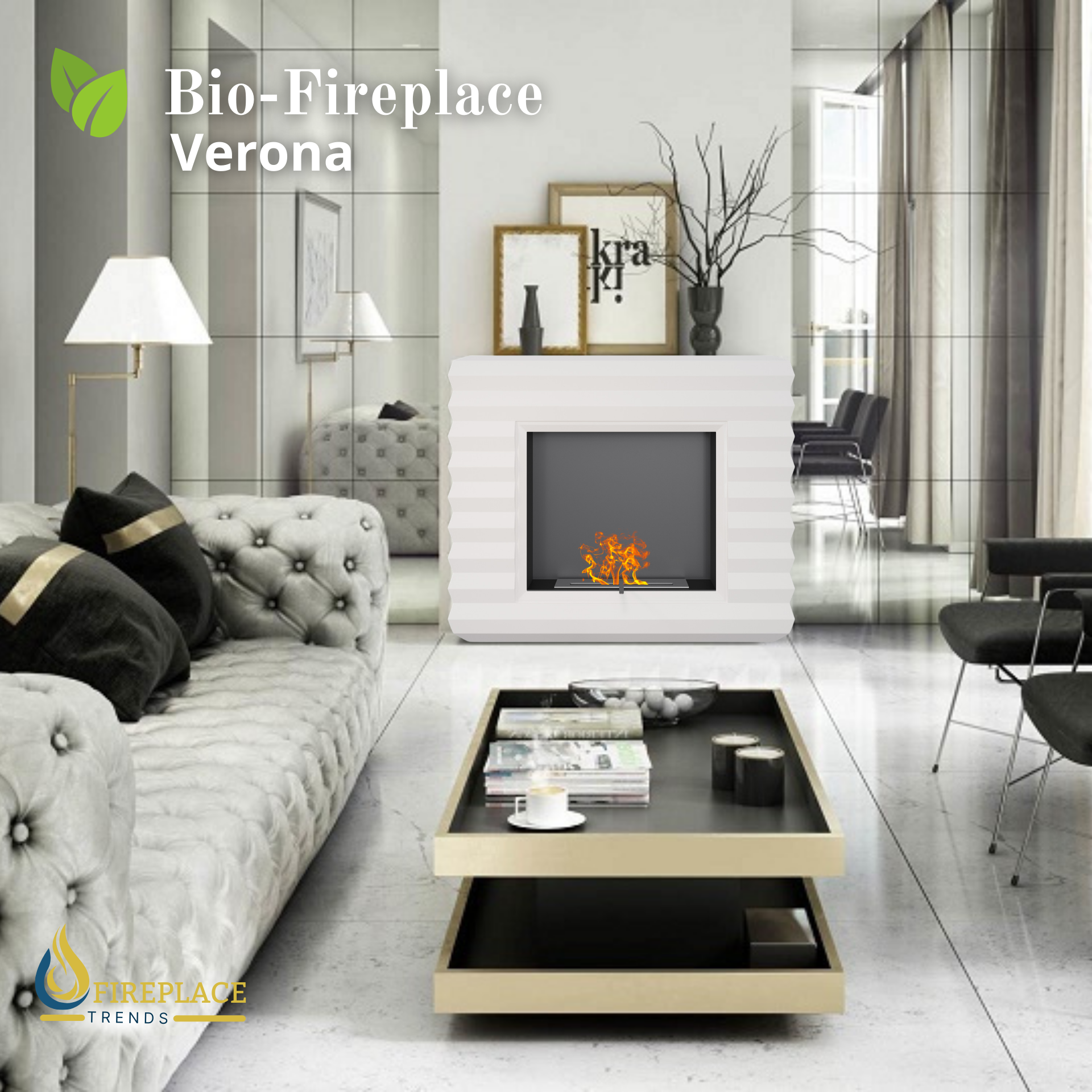 Portal Bio-fireplace VERONA white - VERONA/FP/W