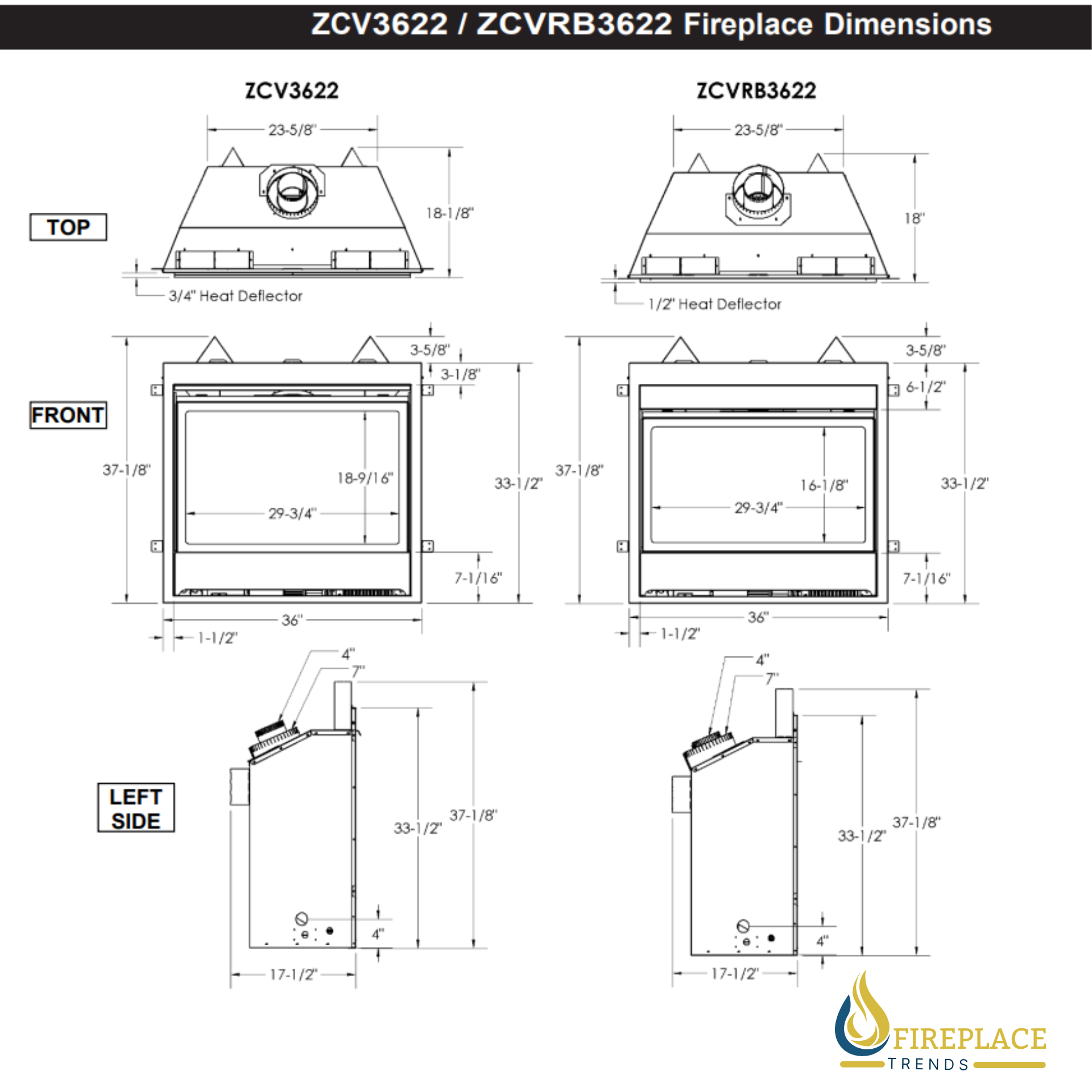 Kingsman - Gas Fireplaces Clearance Direct Vent -  ZCVRB3622