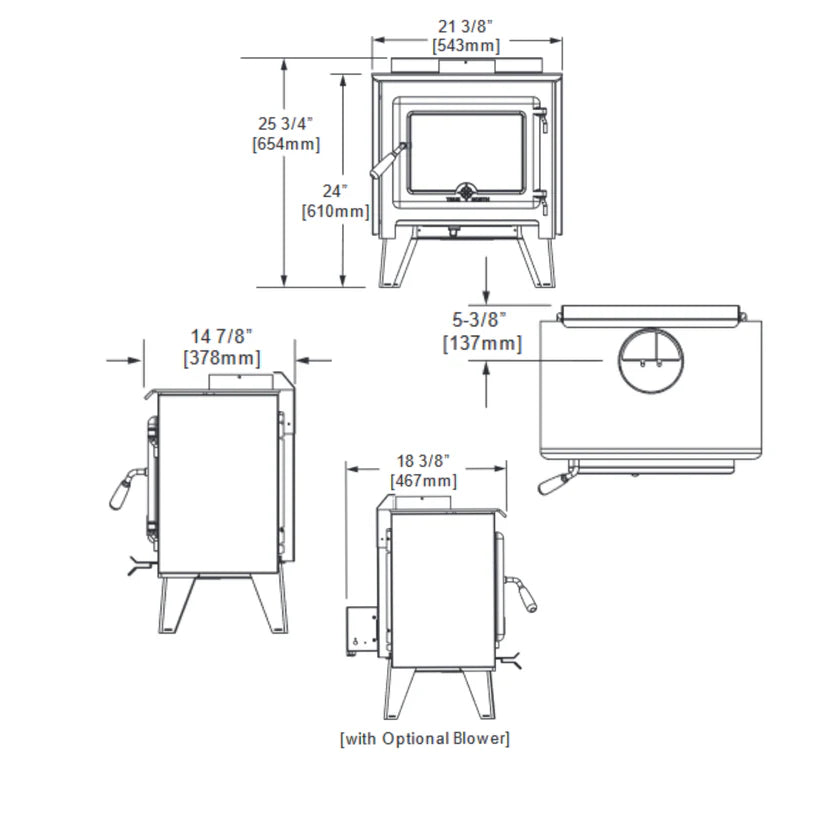 True North - TN10 - Modern Vented Freestanding Wood Stove