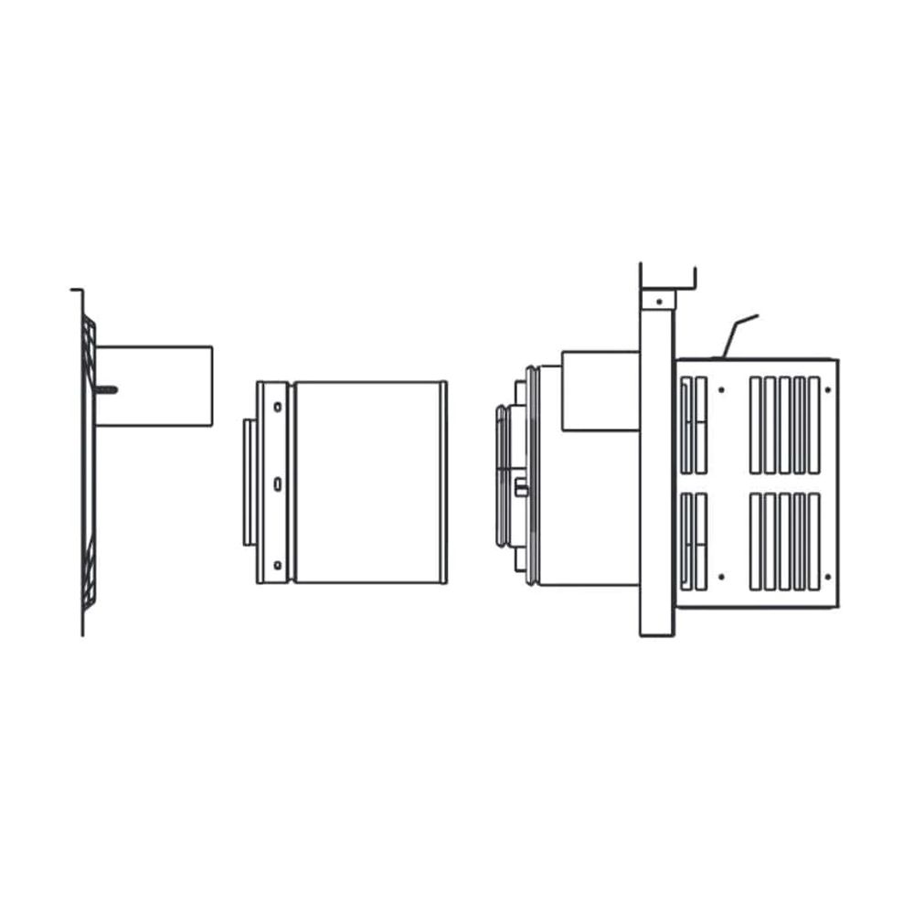 Majestic - Horizontal termination cap with long flue, attached slip and wall shield with heat shield, 5-3/8" - 9-3/8" (137 -238mm)-DVP-TRAP2