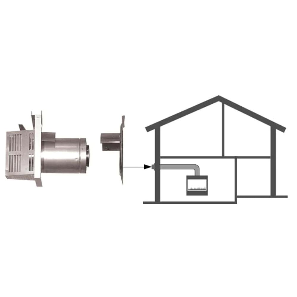 Majestic - Horizontal termination cap with long flue, attached slip and wall shield with heat shield, 5-3/8" - 9-3/8" (137 -238mm)-DVP-TRAP2