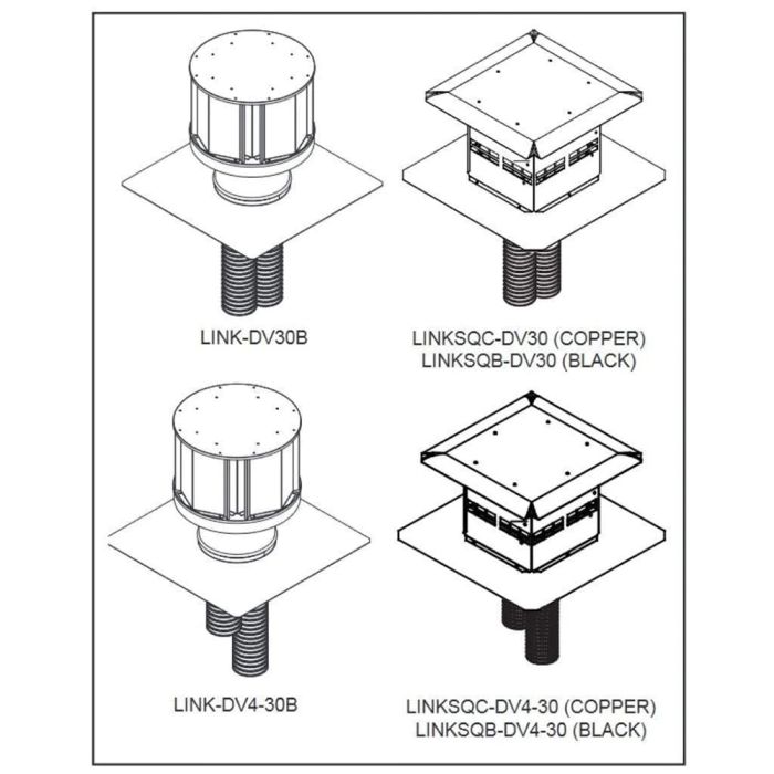 Majestic - Direct vent insert kit - one 4 - liner, one 30 - liner, plus black term cap components-LINKSQB-DV4-30