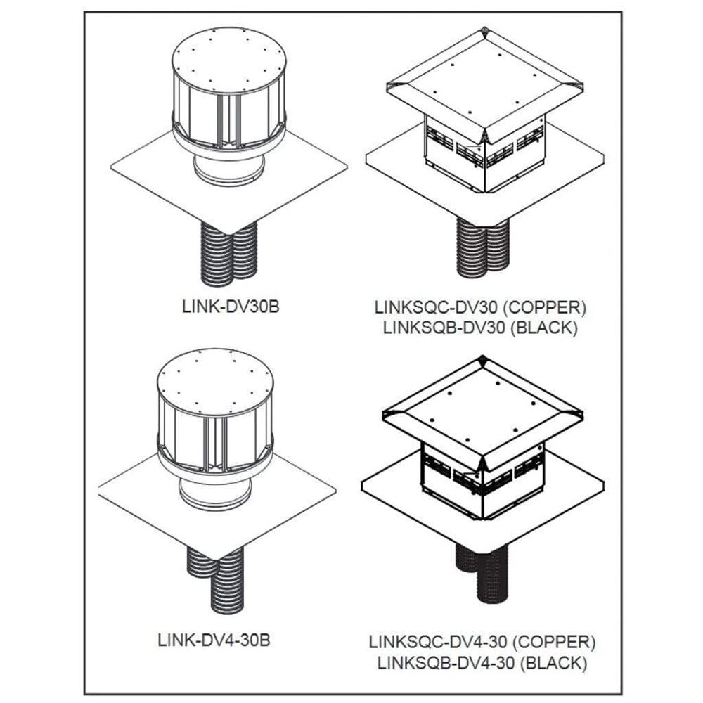 Majestic - Direct vent insert kit - two 30" liners, plus faux copper term cap components-LINKSQC-DV30