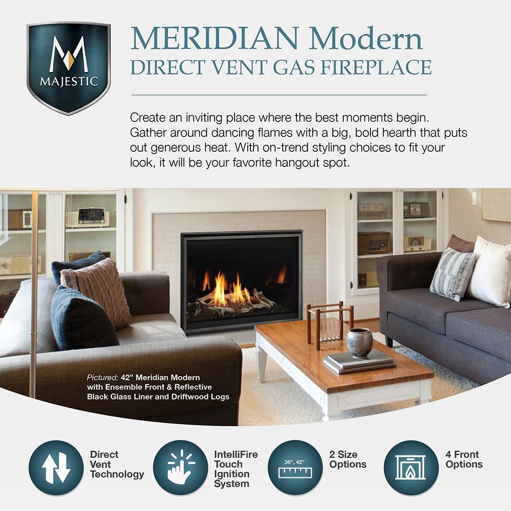 Majestic - Meridian Modern 42-Inch Direct Vent Natural Gas Fireplace