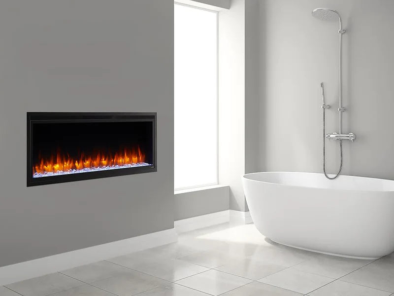 SimpliFire - Allusion Platinum recessed linear electric fireplace - 60" - SF-ALLP60-BK