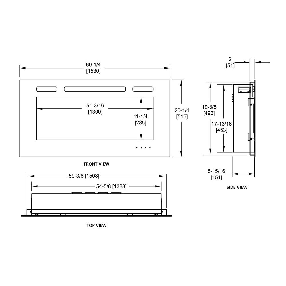 SimpliFire TRIM-ALL60 Trim Kit for Recessed Electric Fireplace